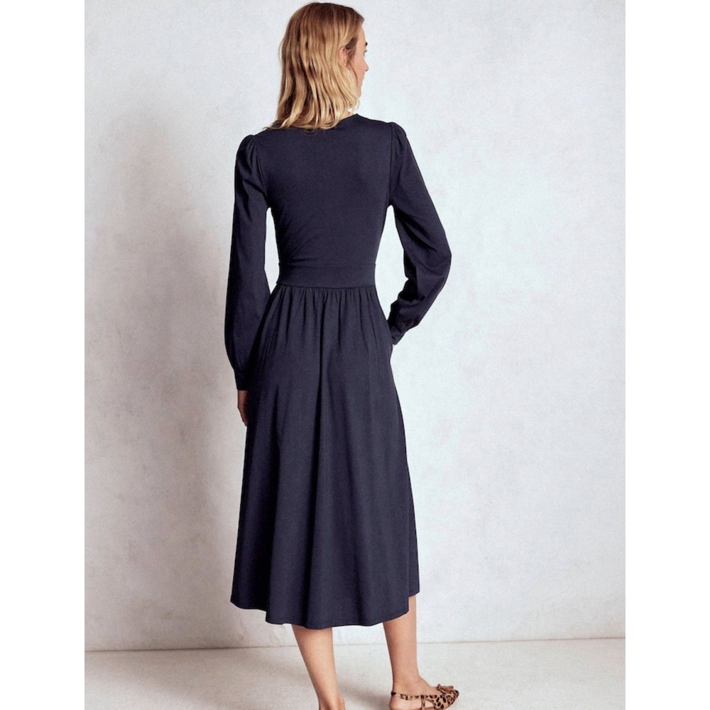 Boden Women's Alexandra Black Jersey Midi Dress Long Sleeve Minimalist Guest 6R - Picture 7 of 7